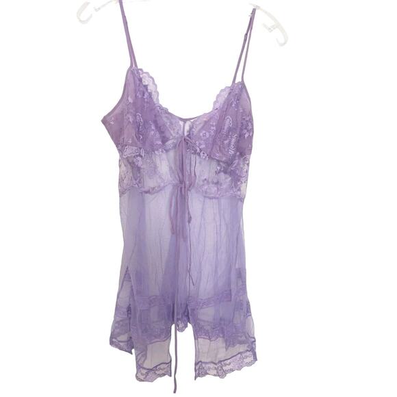 Victoria’s Secret Lingerie Lace Babydoll Sz M LAVENDER LT Purple Barbiecore VNT - Picture 10 of 16